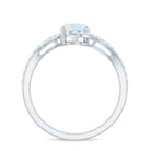 Rosec Jewels-Oval Cut Solitaire Moonstone and Diamond Bypass Ring