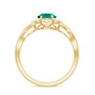 Rosec Jewels-Created Emerald and Diamond Flower Halo Engagement Ring