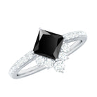 Rosec Jewels-1.75 CT Princess Cut Black Diamond Solitaire Designer Ring with Moissanite