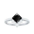 Rosec Jewels-1.75 CT Princess Cut Black Diamond Solitaire Designer Ring with Moissanite