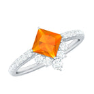 Rosec Jewels-1.25 CT Designer Fire Opal and Diamond Engagement Ring