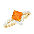 Rosec Jewels-1.25 CT Designer Fire Opal and Diamond Engagement Ring