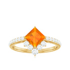 Rosec Jewels-1.25 CT Designer Fire Opal and Diamond Engagement Ring