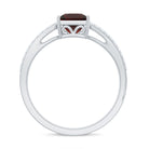 Rosec Jewels-Princess Cut Garnet Solitaire Engagement Ring with Diamond