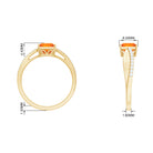 Rosec Jewels-Princess Cut Fire Opal Solitaire Engagement Ring with Diamond