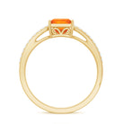 Rosec Jewels-Princess Cut Fire Opal Solitaire Engagement Ring with Diamond