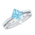 Rosec Jewels-Princess Cut Aquamarine Wedding Ring Set with Diamond