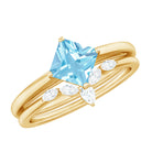 Rosec Jewels-Princess Cut Aquamarine Wedding Ring Set with Diamond