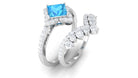 Rosec Jewels-2.75 CT Swiss Blue Topaz and Moissanite Statement Wedding Ring Set