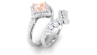 Rosec Jewels-2.5 CT Morganite and Moissanite Statement Wedding Ring Set