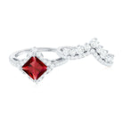 Rosec Jewels-3.25 CT Designer Created Ruby and Moissanite Wedding Ring Set