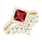 Rosec Jewels-3.25 CT Designer Created Ruby and Moissanite Wedding Ring Set