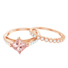 Rosec Jewels-Solitaire Morganite and Diamond Ring Set