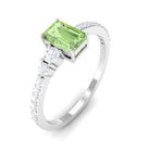 Rosec Jewels-1 CT Emerald Cut Green Sapphire Solitaire Ring with Diamond