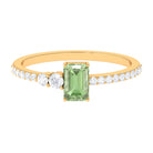 Rosec Jewels-1 CT Emerald Cut Green Sapphire Solitaire Ring with Diamond