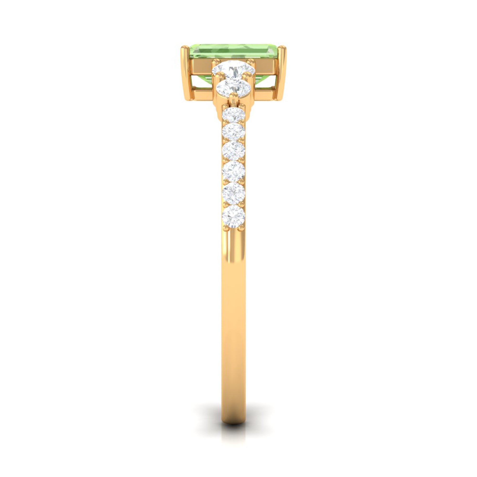 Rosec Jewels-1 CT Emerald Cut Green Sapphire Solitaire Ring with Diamond