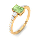 Rosec Jewels-1 CT Emerald Cut Green Sapphire Solitaire Ring with Diamond