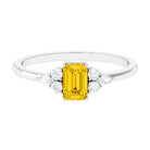 Rosec Jewels-Genuine Yellow Sapphire Solitaire Ring with Diamond Trio