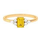 Rosec Jewels-Genuine Yellow Sapphire Solitaire Ring with Diamond Trio