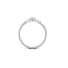 Rosec Jewels-Emerald Cut Green Sapphire Promise Ring with Diamond Trio