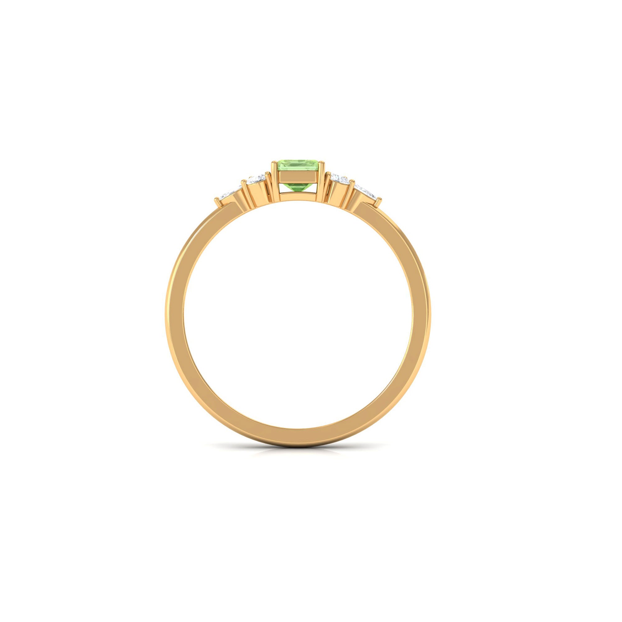 Rosec Jewels-Emerald Cut Green Sapphire Promise Ring with Diamond Trio