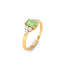 Rosec Jewels-Emerald Cut Green Sapphire Promise Ring with Diamond Trio