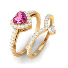 Genuine Pink Tourmaline Ring Set with Moissanite Pink Tourmaline - ( AAA ) - Quality - Rosec Jewels