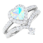 Rosec Jewels-Heart Shape Ethiopian Opal Ring Set with Moissanite