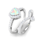 Rosec Jewels-Heart Shape Ethiopian Opal Ring Set with Moissanite