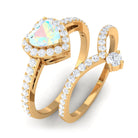 Rosec Jewels-Heart Shape Ethiopian Opal Ring Set with Moissanite