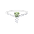 Rosec Jewels-Heart Green Sapphire Designer Engagement Ring with Diamond Accent