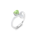 Rosec Jewels-Heart Green Sapphire Designer Engagement Ring with Diamond Accent