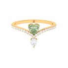 Rosec Jewels-Heart Green Sapphire Designer Engagement Ring with Diamond Accent