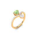 Rosec Jewels-Heart Green Sapphire Designer Engagement Ring with Diamond Accent