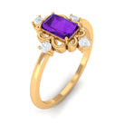 Rosec Jewels-Vintage Inspired Amethyst Solitaire Ring with Diamond