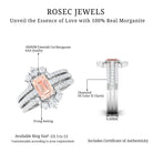 Rosec Jewels-Emerald Cut Morganite Solitaire Trio Ring Set with Diamond