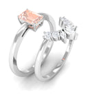 Rosec Jewels-Emerald Cut Morganite Wedding Ring Set with Diamond