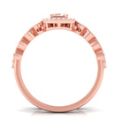 Rosec Jewels-Emerald Cut Morganite and Diamond Designer Ring Set