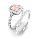 Rosec Jewels-Emerald Cut Morganite and Diamond Designer Ring Set