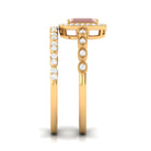 Rosec Jewels-Emerald Cut Morganite and Diamond Designer Ring Set