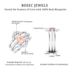 Rosec Jewels-Real Morganite Solitaire Trio Ring Set with Diamond