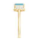 Rosec Jewels-Emerald Cut Swiss Blue Topaz Solitaire Ring with Diamond