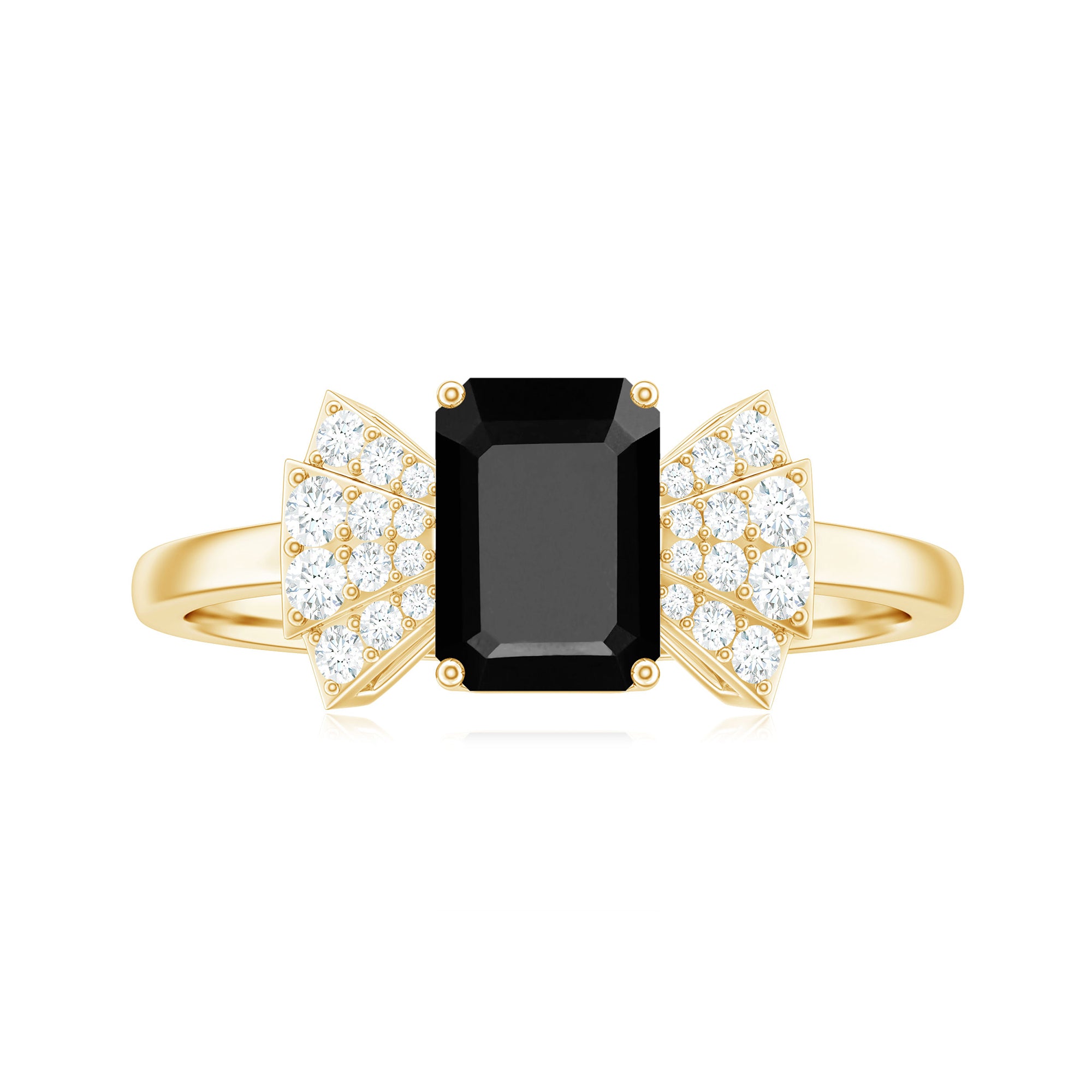 Rosec Jewels-2 CT Octagon Cut Created Black Diamond and Diamond Solitaire Engagement Ring