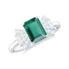 Rosec Jewels-2 CT Octagon Cut Created Emerald and Diamond Solitaire Engagement Ring