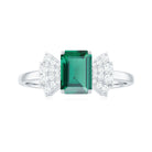 Rosec Jewels-2 CT Octagon Cut Created Emerald and Diamond Solitaire Engagement Ring