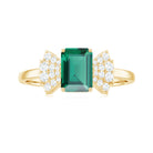 Rosec Jewels-2 CT Octagon Cut Created Emerald and Diamond Solitaire Engagement Ring