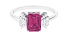 Rosec Jewels-Octagon Cut Pink Tourmaline and Diamond Designer Solitaire Ring