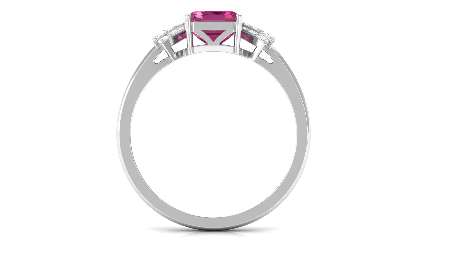 Rosec Jewels-Octagon Cut Pink Tourmaline and Diamond Designer Solitaire Ring