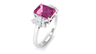 Rosec Jewels-Octagon Cut Pink Tourmaline and Diamond Designer Solitaire Ring