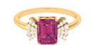 Rosec Jewels-Octagon Cut Pink Tourmaline and Diamond Designer Solitaire Ring